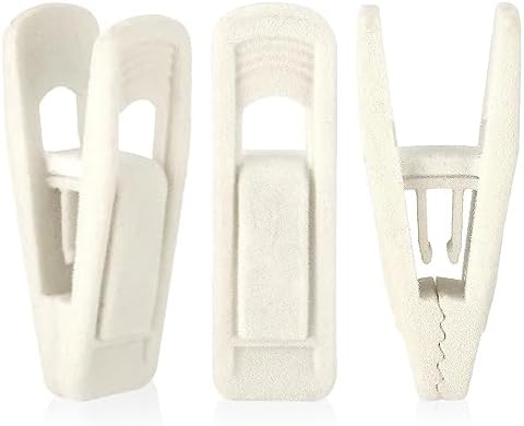 Kleiderbügelclips aus elfenbeinfarbenem Samt, 50 Stück Hosenclips aus Samt, Wäscheklammern mit großer Öffnung, stabile, beflockte Clips, ideal für schmale Kleiderbügel