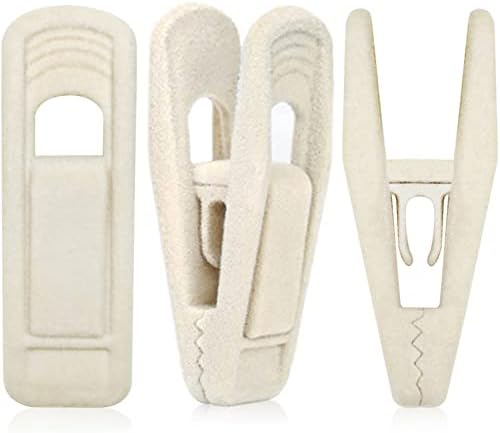 Beige Samt-Kleiderbügelclips, 50 Stück, rutschfeste Samt-Kleiderbügelclips für elfenbeinfarbene/beige Samt-Kleiderbügel, stabile Fingerclips, ideal für dünne Samt-Kleiderbügel, Röcke, Hosen und Anzüge.