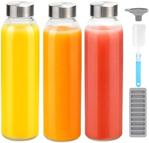Bottiglie d'acqua in vetro da 530 ml con tappi in acciaio inossidabile, a prova di perdite al 100%. Bottiglie d'acqua in vetro da 530 ml con tappi in acciaio inossidabile, a prova di perdite al 100%.