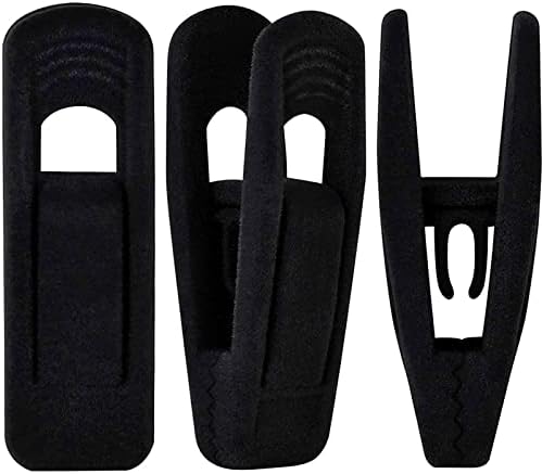 Schwarze Samt-Kleiderbügelclips, 50 Stück, rutschfeste Samtclips für Anzughosen und Röcke, stabile Fingerclips, ideal für dünne, beflockte Kleiderbügel