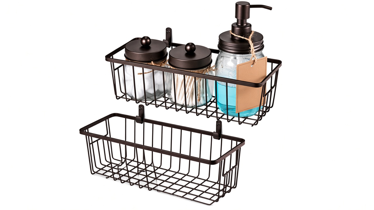 Cestini in filo metallico, piccoli cestini portaoggetti per bagno e cucina Cestini in filo metallico, piccoli cestini portaoggetti per bagno e cucina