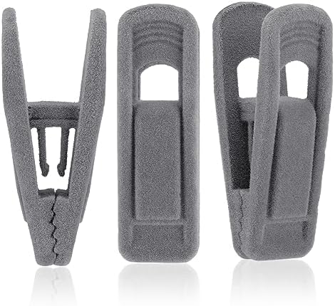 Kleiderbügelclips aus grauem Samt, 80er-Packung, Hosen-Samtclips, Kleiderbügelclip mit großer Öffnung, stabiler, beflockter Clip, ideal für schmale Samtkleiderbügel