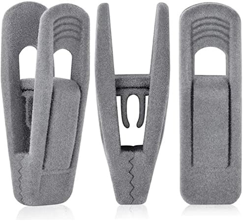 Kleiderbügelclips aus grauem Samt – 60 Stück, stabile Samtclips passend für Samtkleiderbügel
