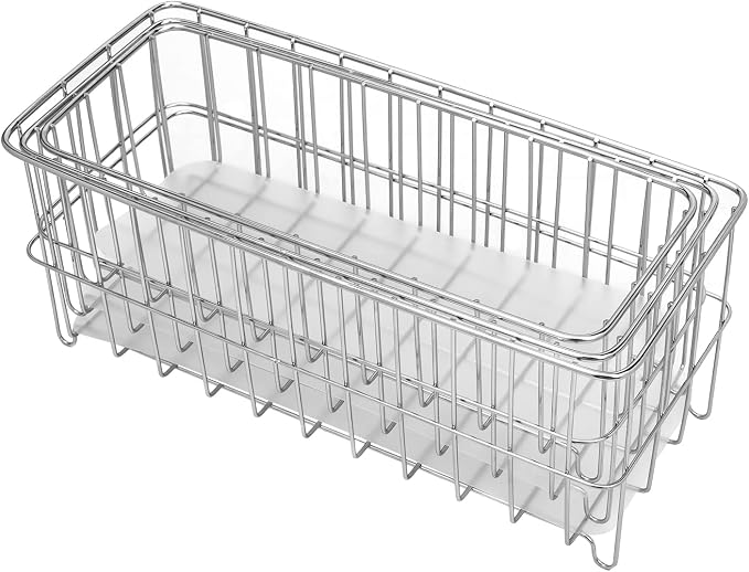 Set di 3 piccoli cestini portaoggetti in filo metallico, ideali per la casa — Argento Set di 3 piccoli cestini portaoggetti in filo metallico, ideali per la casa — Argento