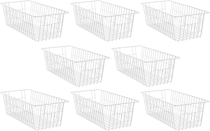 Cestelli per congelatore, cestini portaoggetti in filo metallico, organizer per alimenti, cucina, cestini organizer per casa, bagno, organizzazione armadio, bianco, 8 Cestelli per congelatore, cestini portaoggetti in filo metallico, organizer per alimenti, cucina, cestini organizer per casa, bagno, organizzazione armadio, bianco, 8